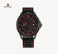 ساعت مردانه نویفورس naviforce بند چرمی فول تاریخ قرمز
