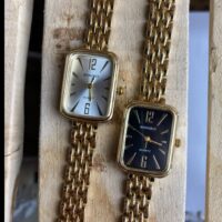 ساعت زنانه/دخترانه بند استیل طلایی مستطیلی برند HONGRUI