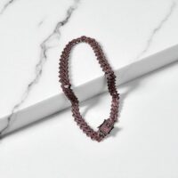 گردنبند زخیم نگین دار صورتی و استیل