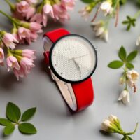 ساعت زنانه بند چرم قرمز BOLUN