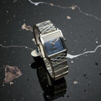 ساعت مچی زنانه برند ویکتور victor صفحه مربعی فول استیل آبی (موتور ژاپن)