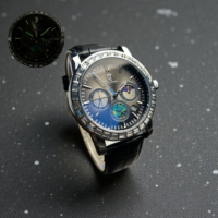 ساعت مچی بین باند binbond سه موتوره تاریخ دار نگین دار مشکی